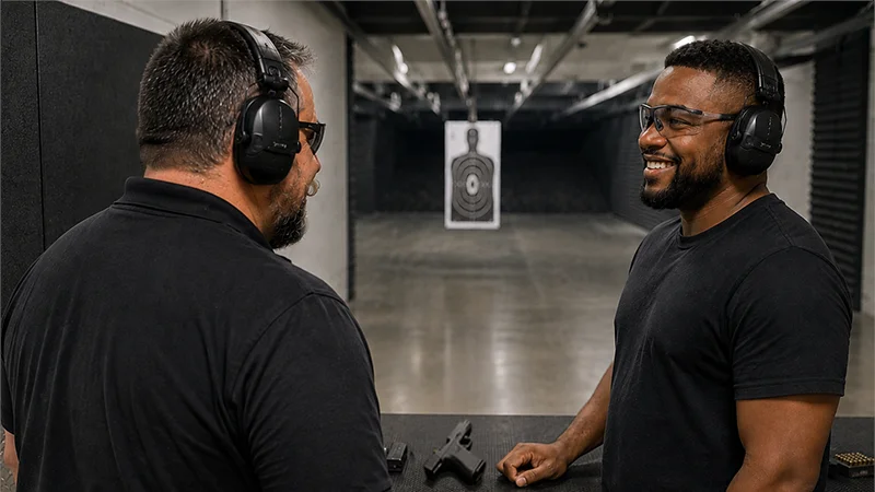 AAA instructor teaching basic handgun safety
